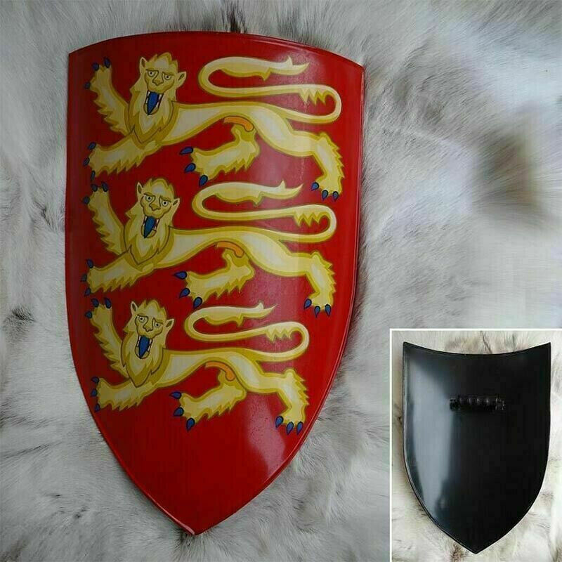 Medieval Warrior Steel Edward The First Shield Collectible Three Lion 28''