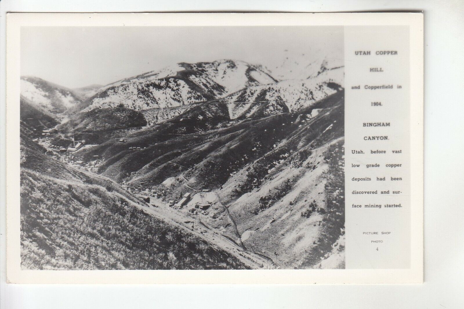 Real Photo Postcard Utah Copper Hill and Copperfield Bingham Canyon UT