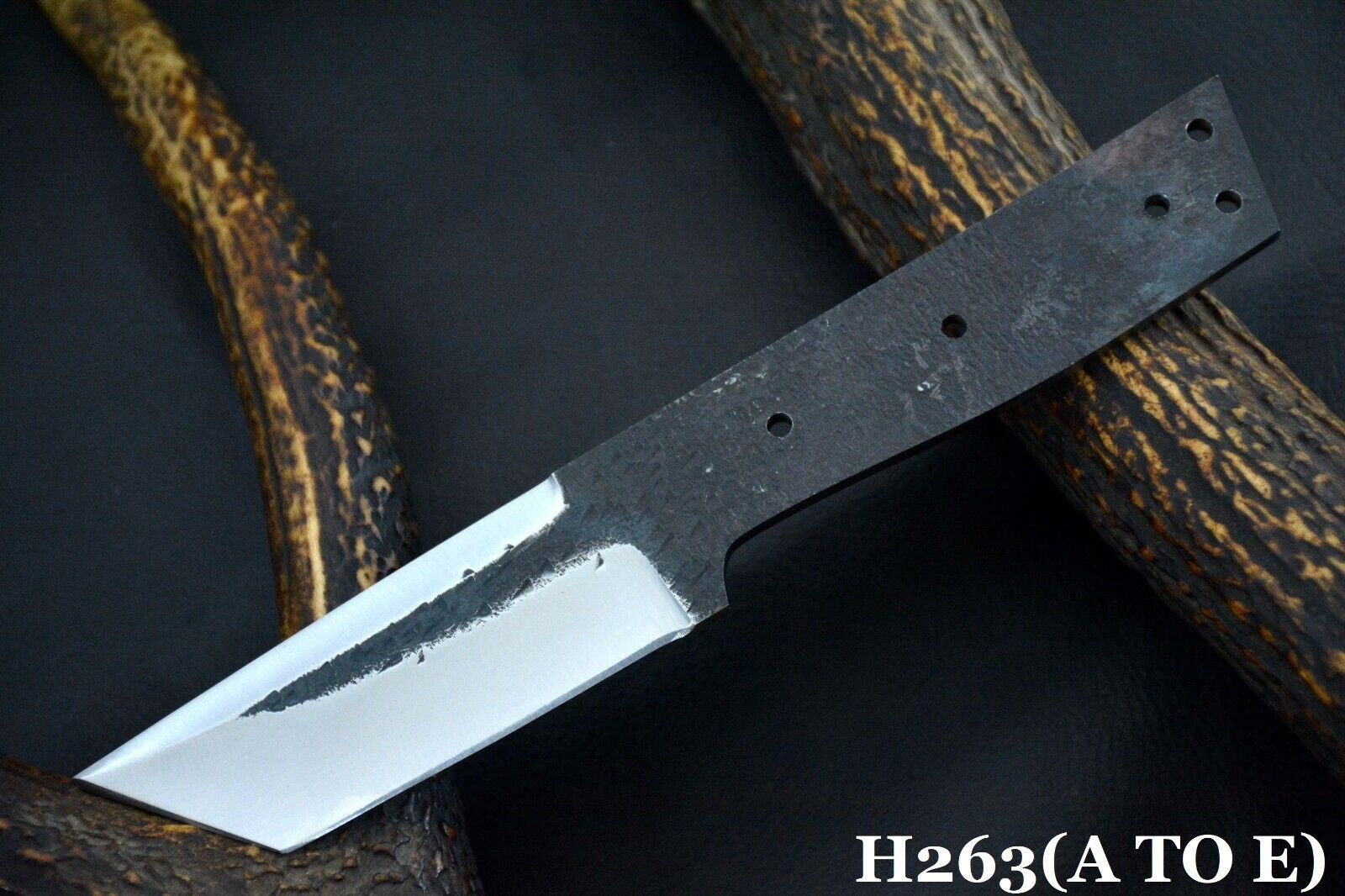 Custom Hammered 1095 High Carbon Steel Blank Tanto Hunting Knife,No Damascus (C)