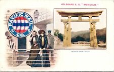 C.1907 Pacific Mail On Board SS Mongolia Ship Temple Gate Japan UNP Postcard 818 picture
