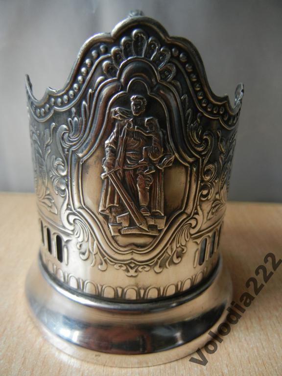 RARE Vintage Glass Holder cup tea Soviet  USSR Warrior Kitchenware 