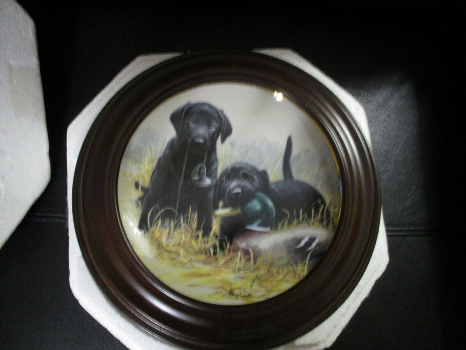 1991 Franklin Mint Black Labrador Pups Wall Plate “BEGINNERS LUCK” By Jim Killen
