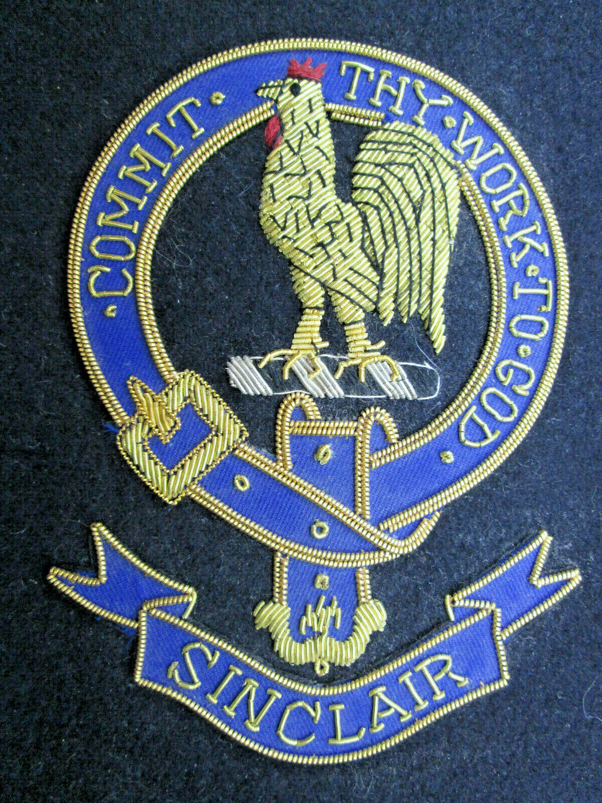 Clan Sinclair Wire Stitch Bullion Embroidered Patch Crest Badge Scottish H\'lands