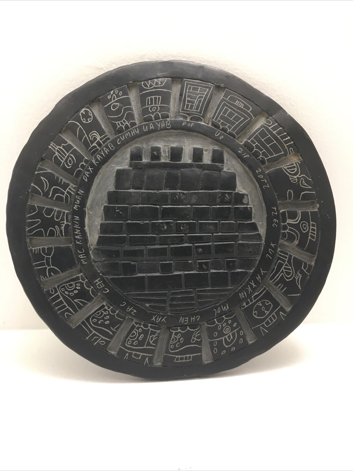 Handcarved Slate Mayan Calender And The Temple Of Xunantunich