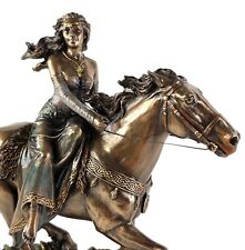 10 3/4 Rhiannon Celtic Moon Goddess of Fertility on Horse Statue Bronze Color picture