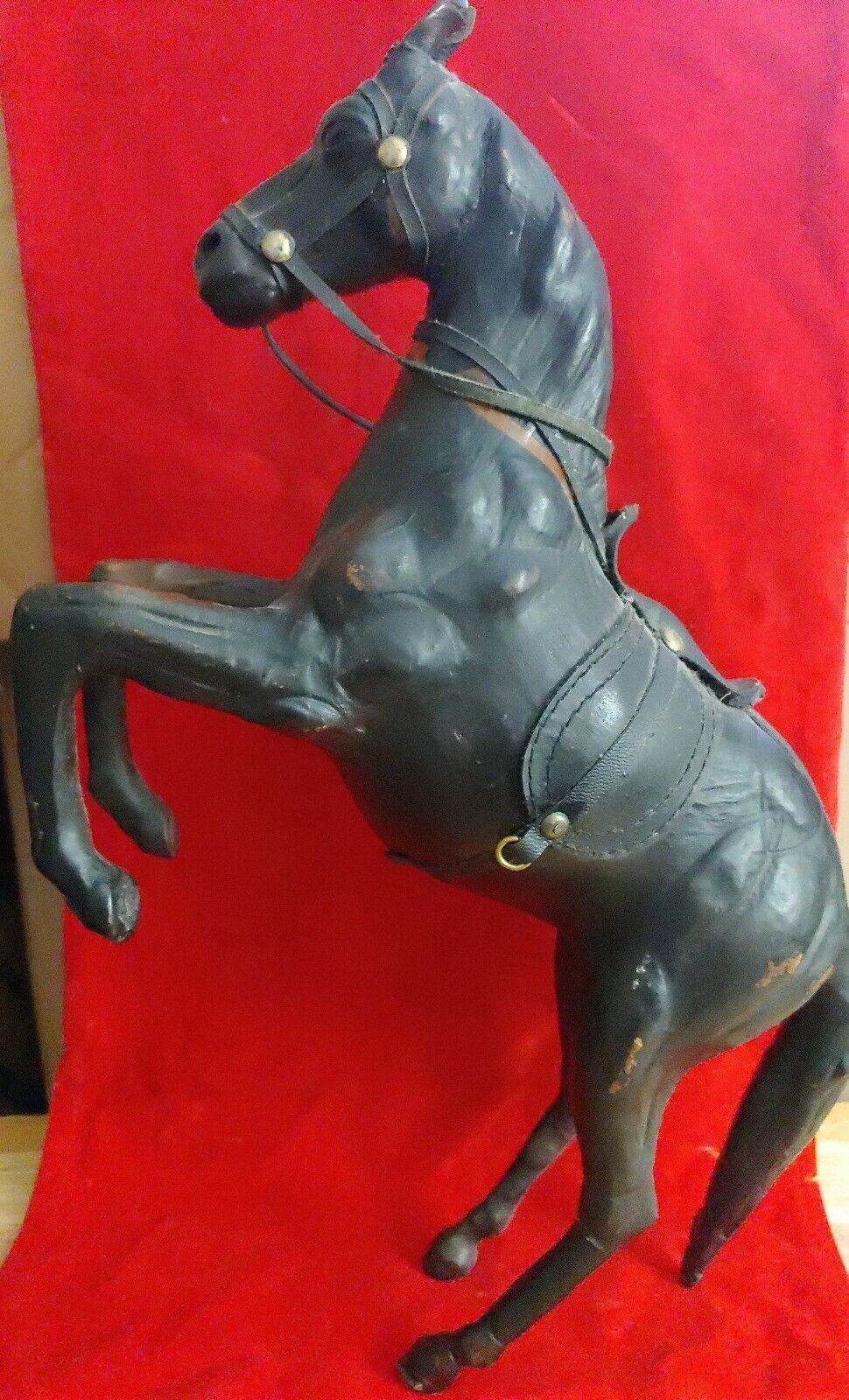 Vintage Handmade Leather Wrapped Horse 16\