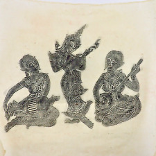 Tibetan Buddhist Temple Musicians Rubbing on Rice Paper 21” X 23” Handmade Mint picture