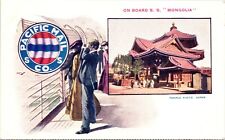 C.1907 Pacific Mail On Board SS Mongolia Ship Temple Kioto Japan Postcard 820 picture