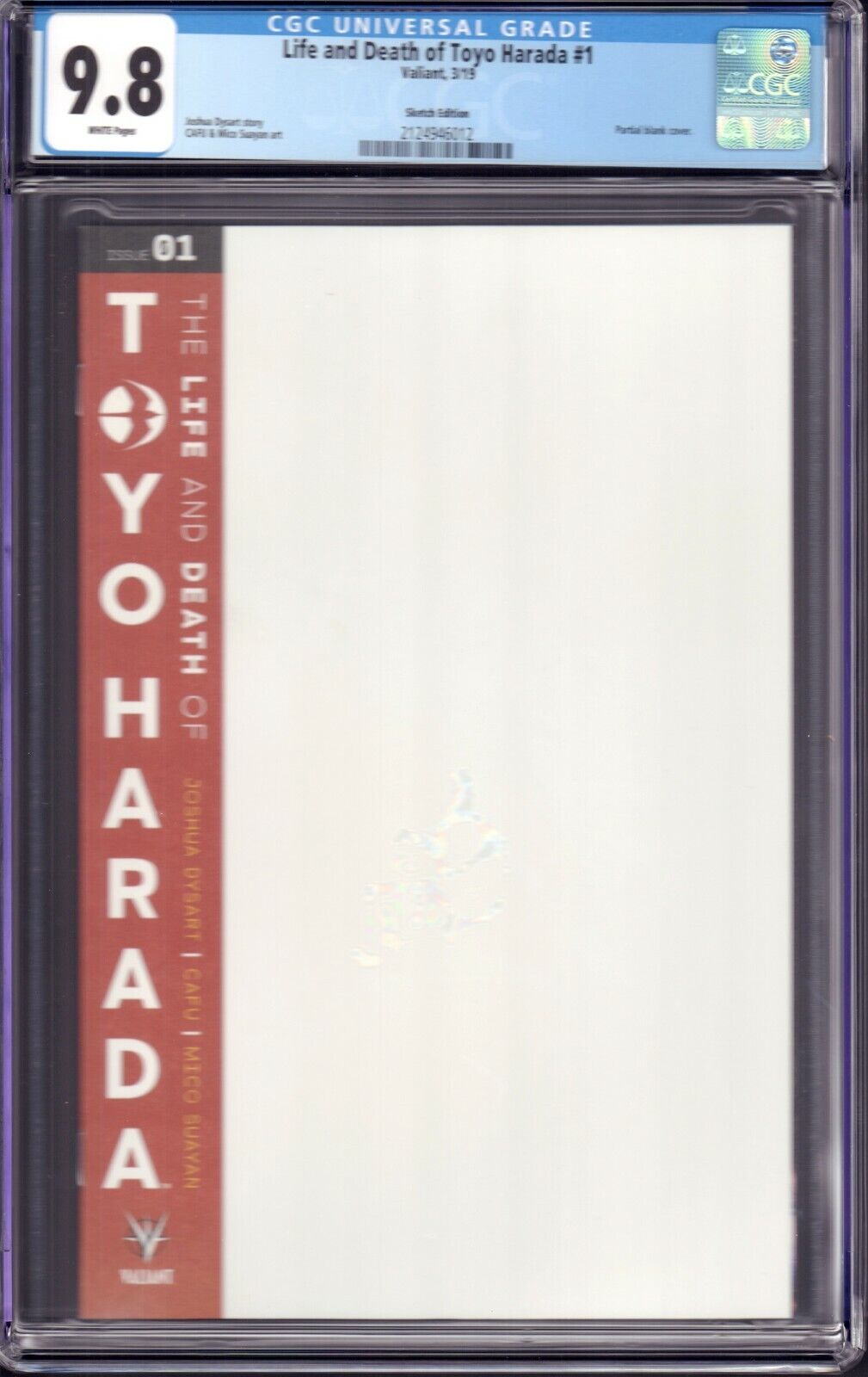 The Life and Death of Toyo Harada #1 (Valiant, 2019) CGC 9.8 Sketch Edition