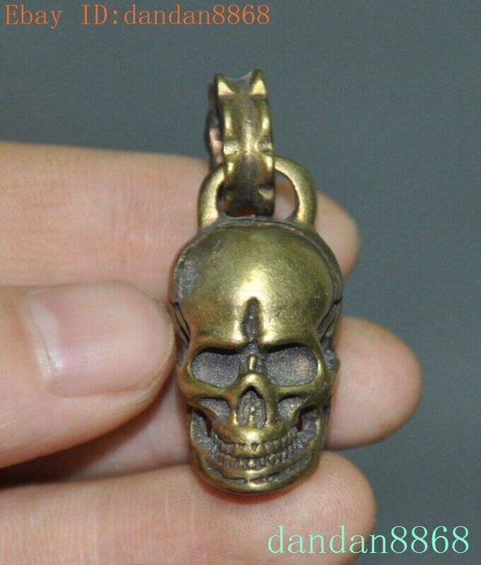 Tibetan Buddhism temple bronze Skull Human skeleton Death's head amulet Pendant