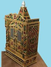 Wooden Handmade Mandir with Golden Meenakari Work Home Temple,Hindu Puja mandir picture