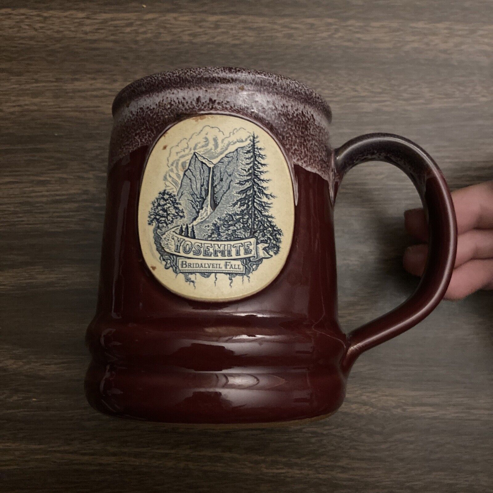 Deneen Pottery Coffee Mug Yosemite Bridalveil Falls National Park Hand Thrown CA