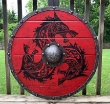 Medieval Larp Warrior Red Wolf Fenrir Viking Shield picture
