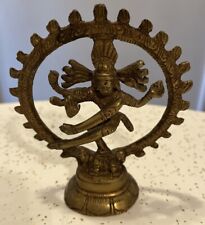 Brass Nataraja Statue Lord Shiva Dancing Handmade Figurine Temple Decor picture