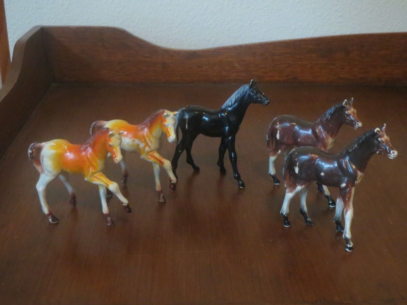 Vintage Imperial Toys Hong Kong 1970s Plastic Toy Horse Lot of 5 