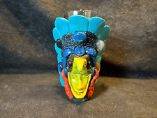 Vintage Hand Crafted Aztec Mayan Warrior Eagle Souvenir Shot Glass Mexico picture
