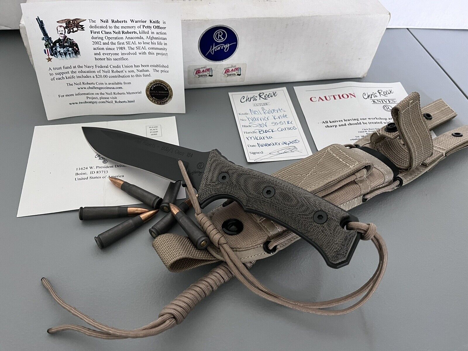 CHRIS REEVE WARRIOR KNIFE NAVY SEAL NEIL ROBERTS TRIBUTE KNIFE BUD/S CLASS 184