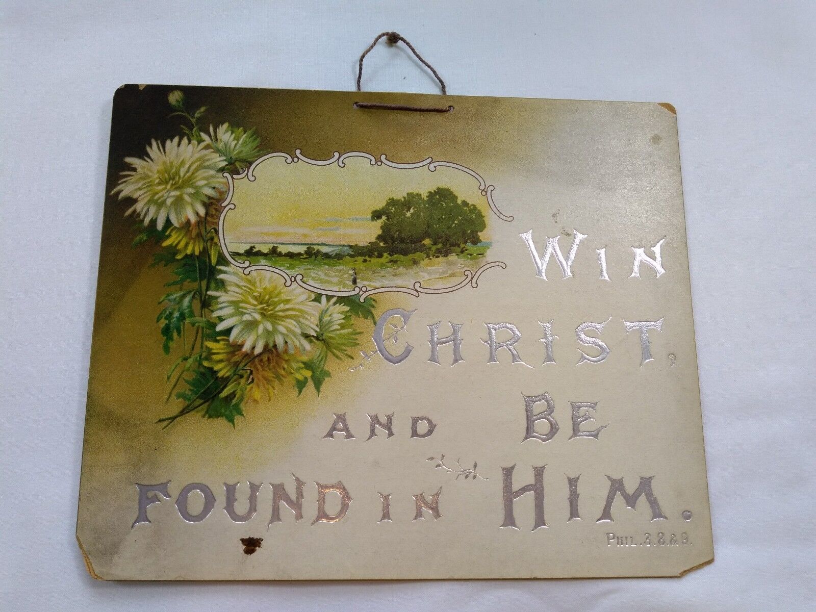 Edwardian Victorian Bible Verse Sign Christ Religious Antique Wall Hanging