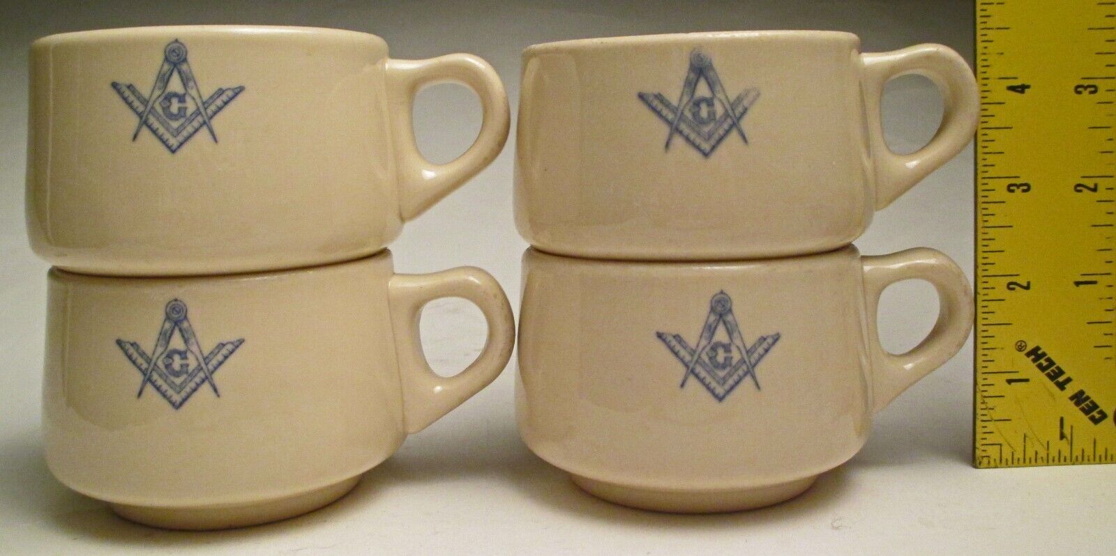 Antique Masonic Temple & Eastern Star set 4 Coffee Cup / Mugs by McNicol Roloc