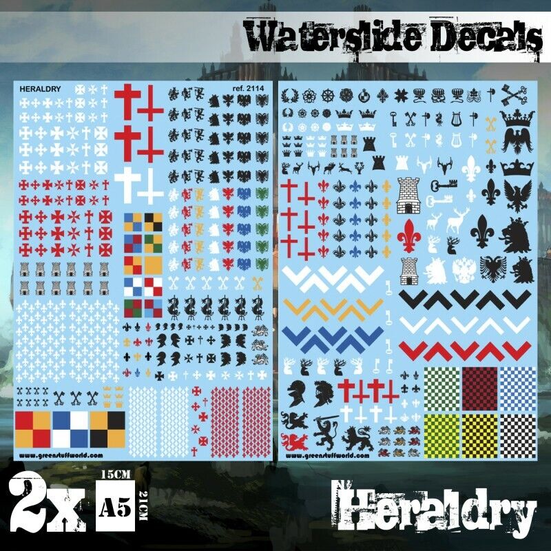 Waterslide Decals - Heraldry - Hobby Stickers Diorama warhammer 40K shield 