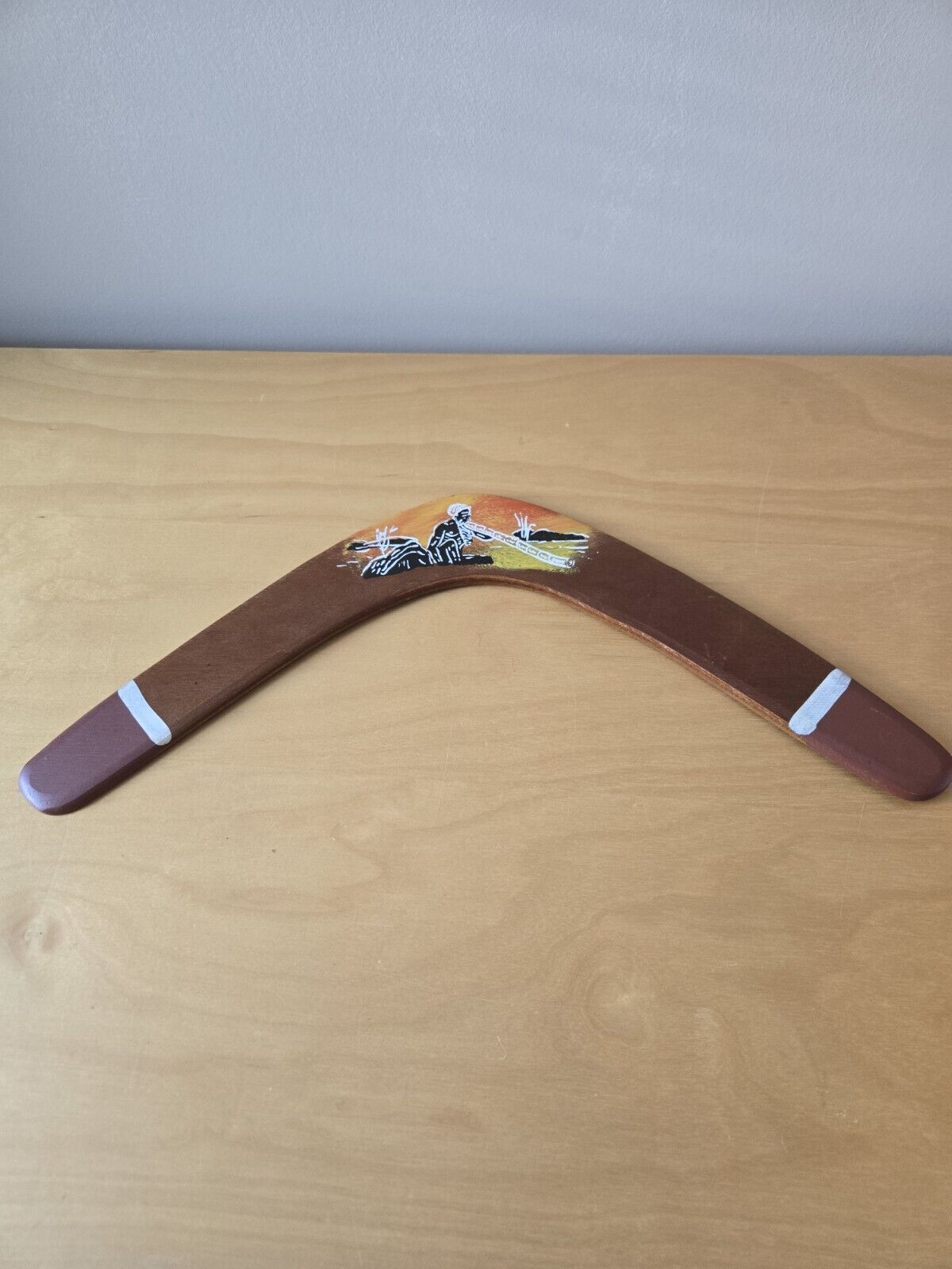 Vintage Wood Australian Hand Painted Boomerang. 