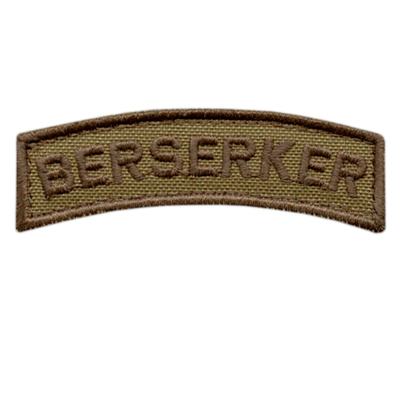 Berserker tab tan coyote embroidered viking norse morale army fastener patch