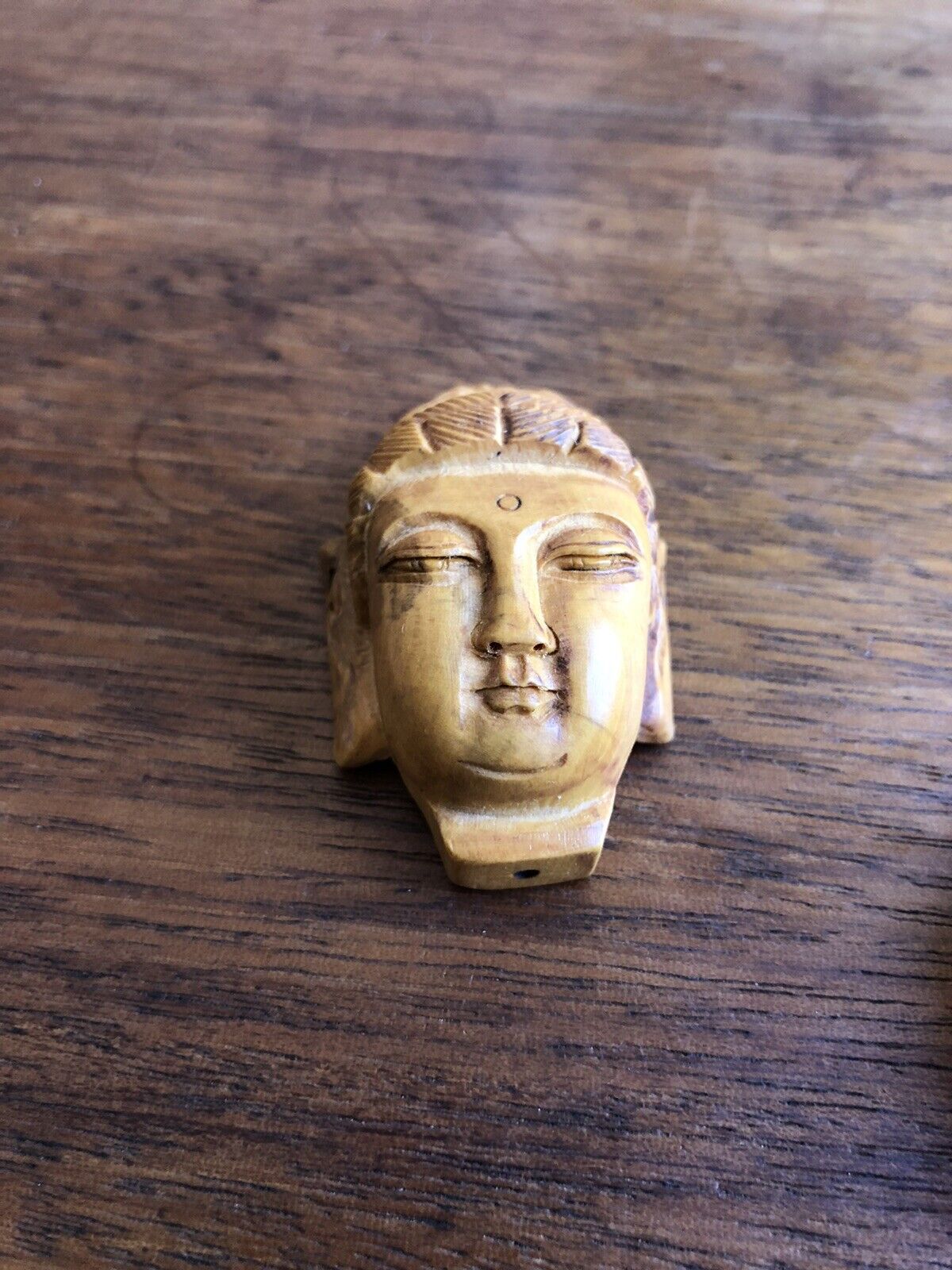 One Old Stock Vintage Buddha Head Hand Carved Wood/nut Large Pendant Bead #83