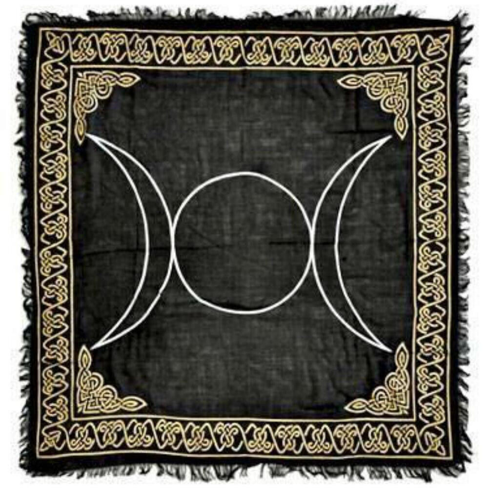 Black and Gold Triple Moon Altar Cloth: 36\