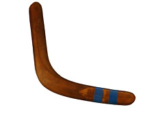 Vintage Hawes Boomerang Carved Wood Blue Stripe-Mudgeeraba, Queensland-17.5 In picture