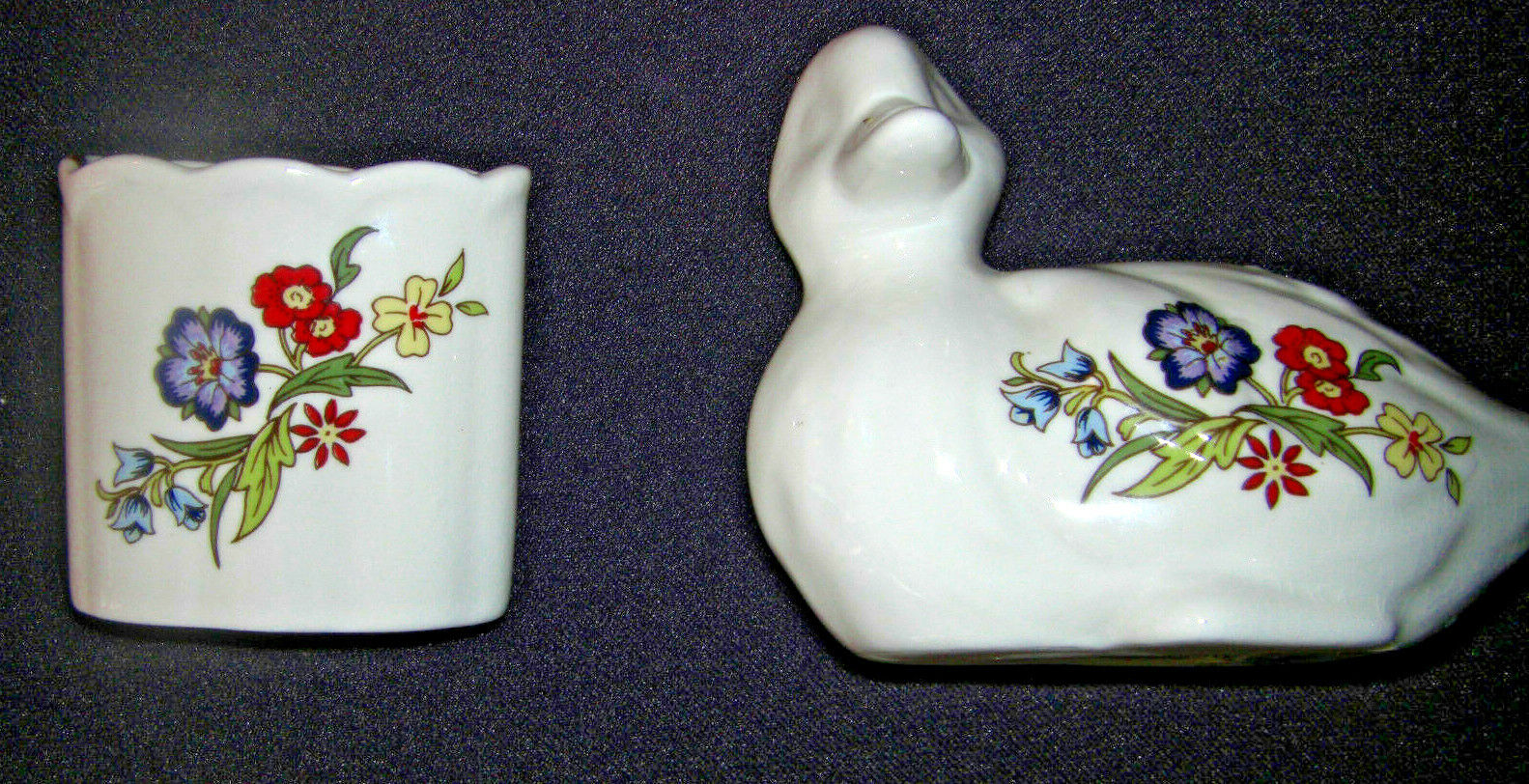 Cre Irish Porcelain Galway Irish Meadow Duck and Cocktail Toothpick Holder