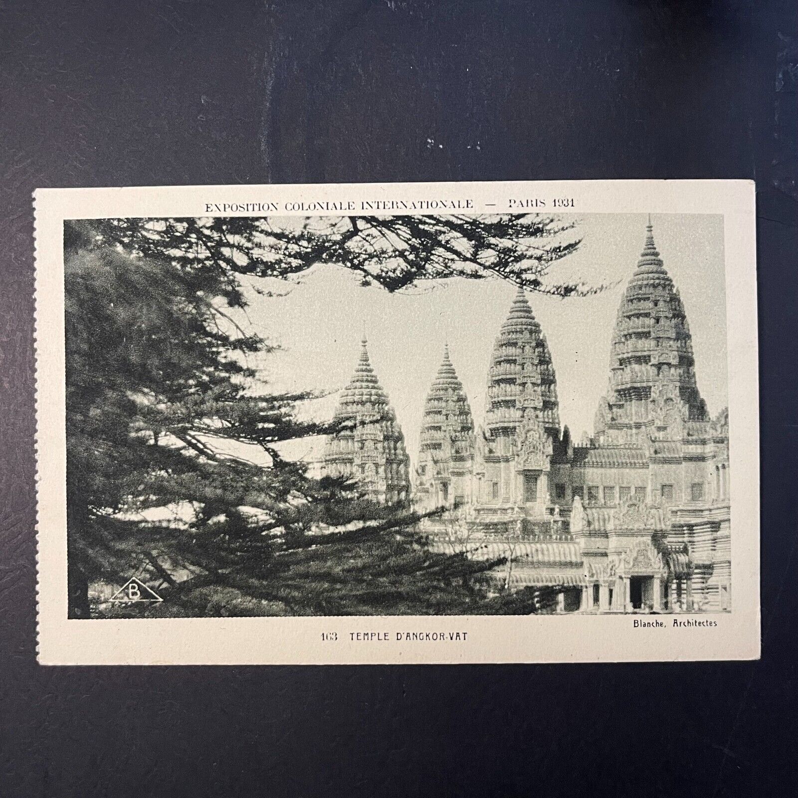 Paris France Exposition Coloniale 1931 Temple D'Angkor VAT Postcard B&W
