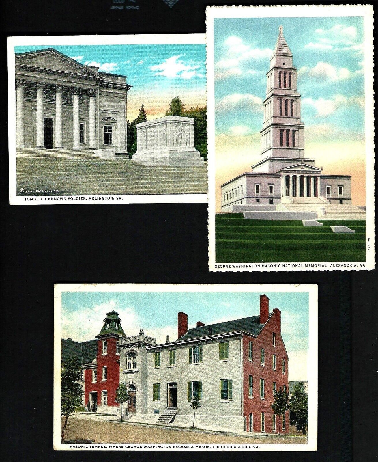 L87  (3 Pc) Arlington, Alexandria, Freds. Masonic Temple & Natl. Monument Unused