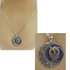 Necklace Owl Pendant Moon Silver Jewelry Handmade Women Fashion Chain Celtic picture