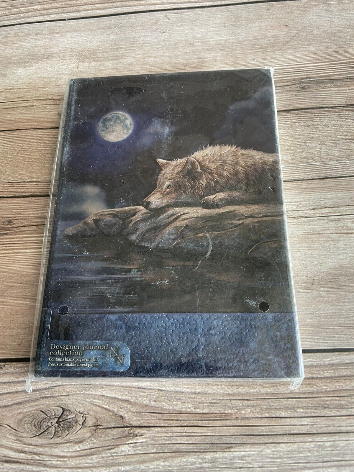 Hard Cover Embossed Blank Journal Sketchbook Wolf by the Moon Lisa Parker 5 x 7\