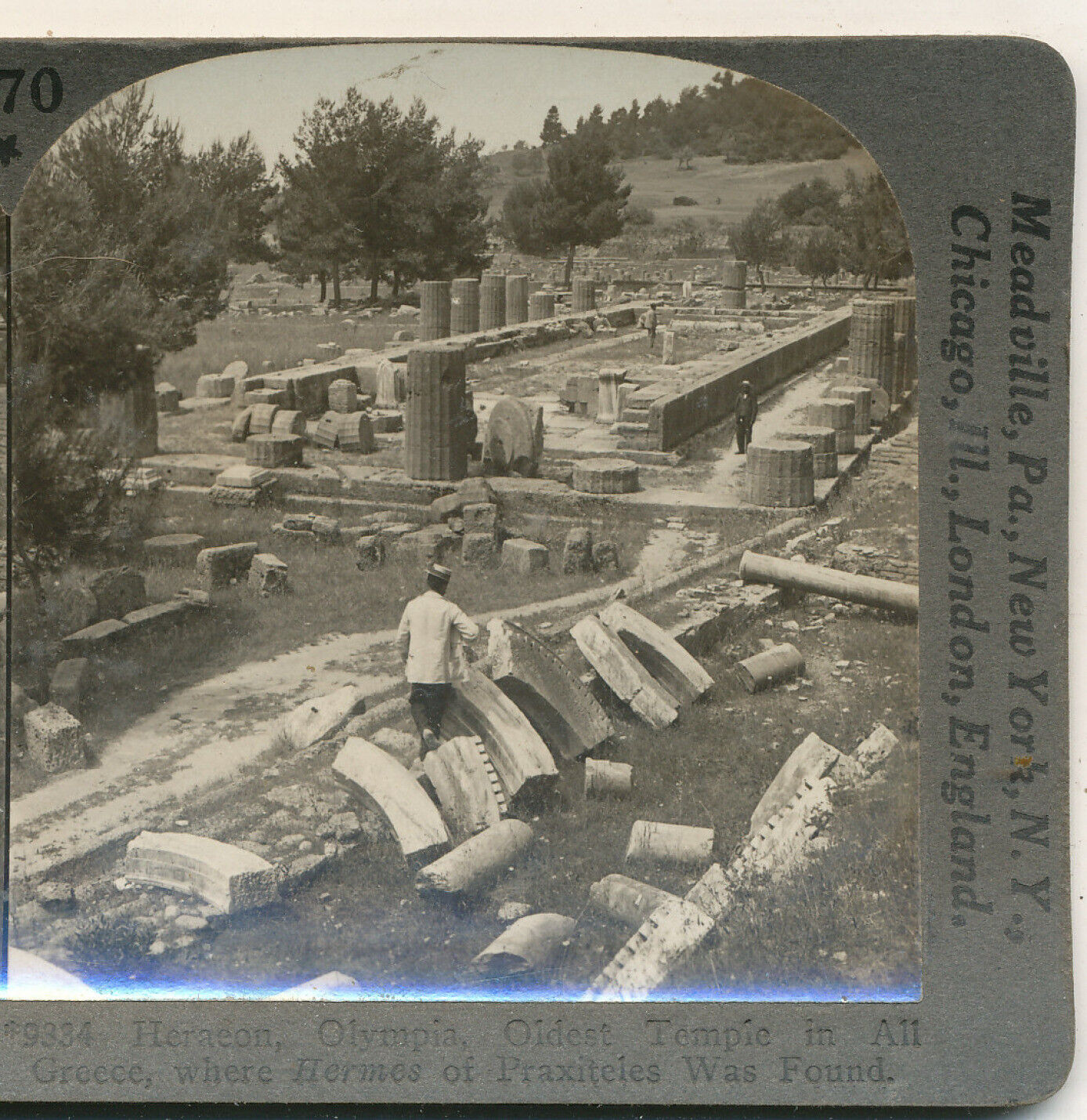 The Heraeon at Olympia the oldest temple in Greece Keystone Stereoview c1900