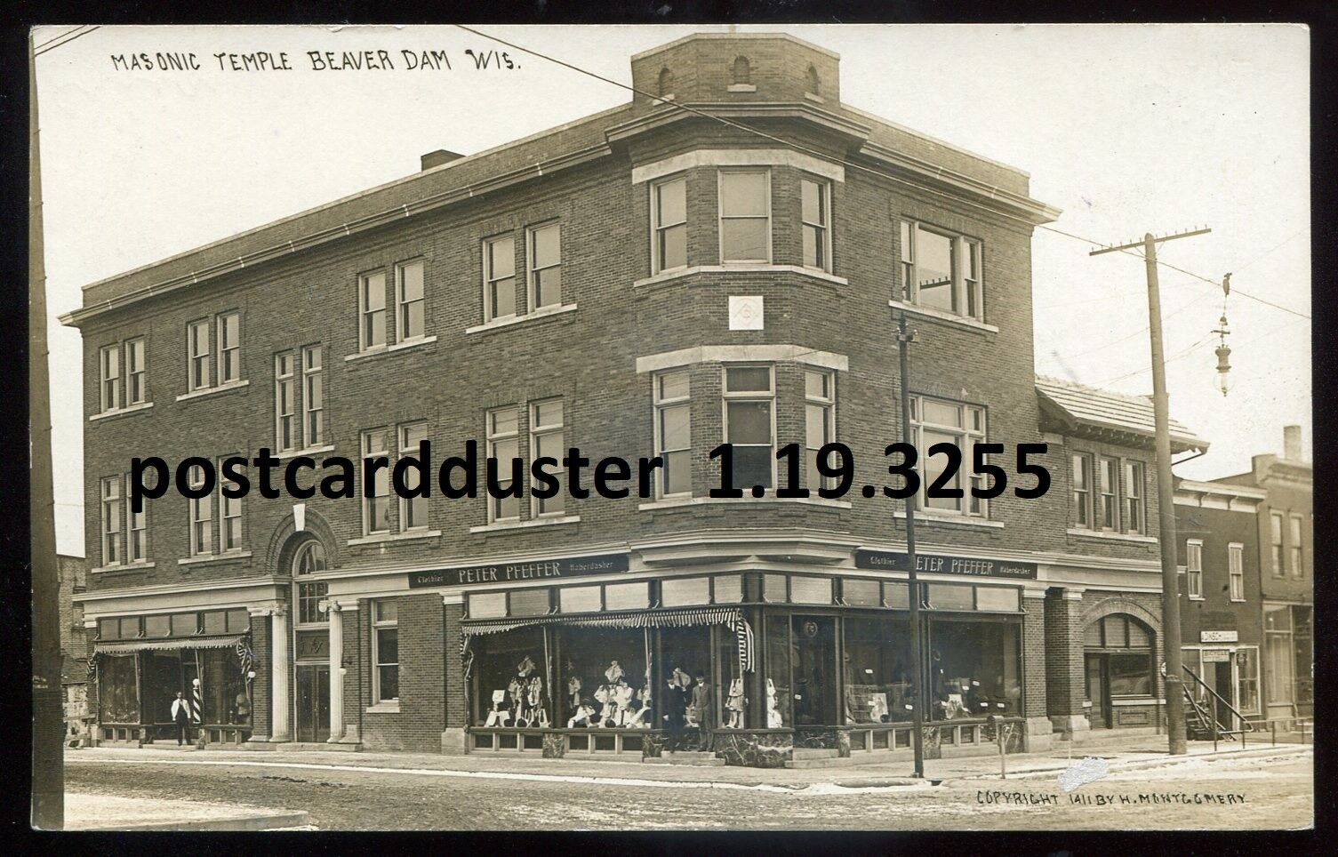 *3255 - BEAVER DAM Wisconsin 1910s Masonic Temple. Store Front. Real Photo PC