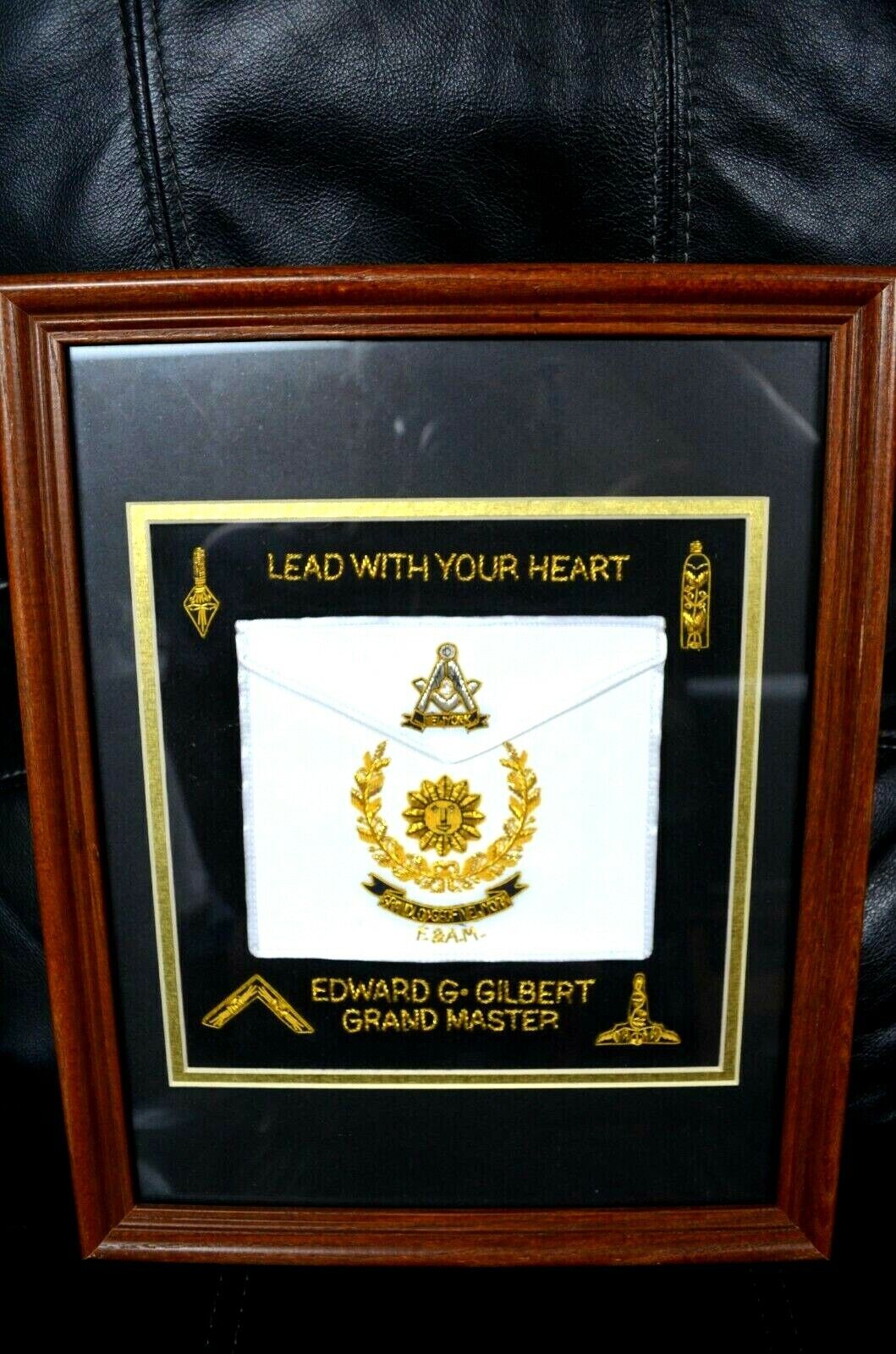 LEAD WITH YOUR HEART FRAMED MASONIC SYMBOL GRAND LODGE OF NEW YORK GRAND MASTER