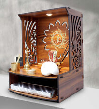 Teak Finish Wooden Temple With Storage Pooja Stand for Home Decor picture