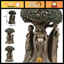 Celtic Triple Goddess Moon Statue - Mother Maiden Crone Tree of Life Decor 5.5 picture