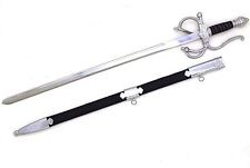 Medieval Warrior Black Handle Rapier Sword with Matching Scabbard picture