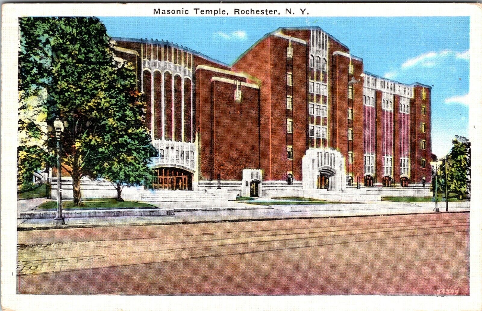 ROCHESTER, NY - Masonic Temple Street View New York Postcard Manson News 1940