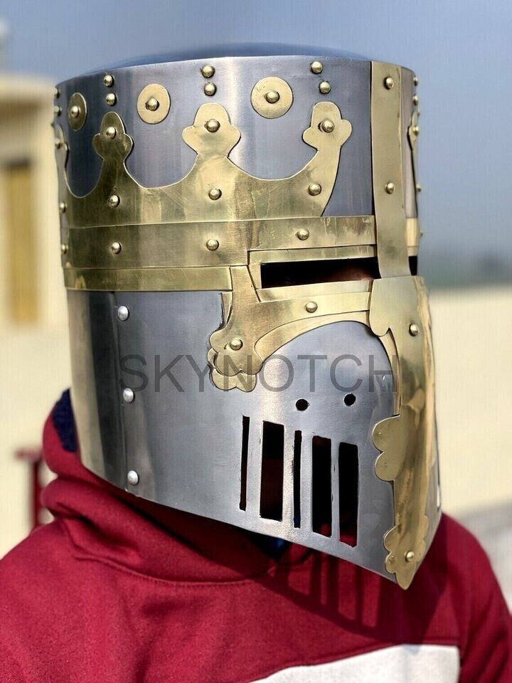 Medieval Crusader Knight Fantasy Warrior Helmet SCA LARP Knight Helmet Halloween