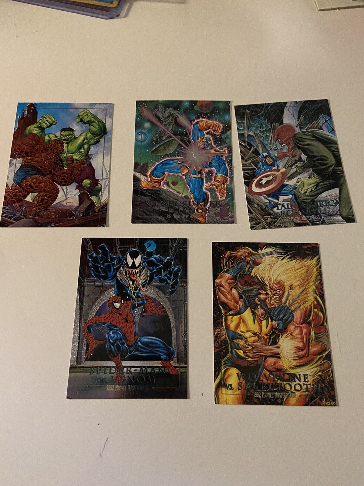 Lot of 5 1992 Skybox Masterpieces Battle Spectra Cards Spider Man Wolverine
