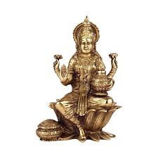 Brass Idol Maa Lakshmi Lotus for Home Temple Office Maha Laxmi Murti Statue picture