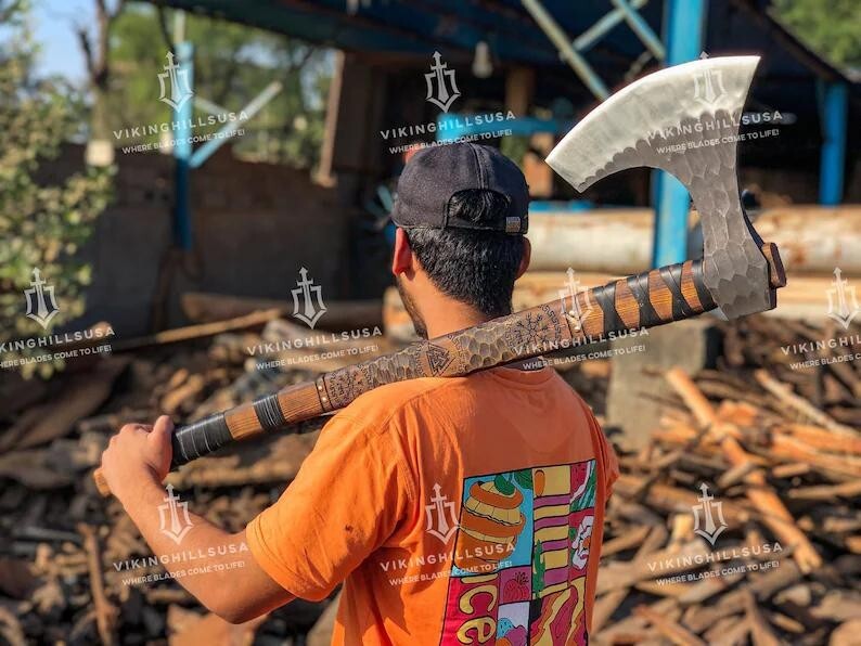 Two Handed Berserker Axe Hand Forged Norse Axe Scandinavian Viking Bearded Axe