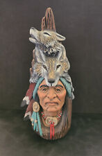 Vintage Ceramic Native American Warrior Wolf Spirit Figurine 10