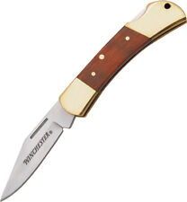 Winchester Hunter Lockback Wood Handle Brass Bolster Folding Knife G1324 picture