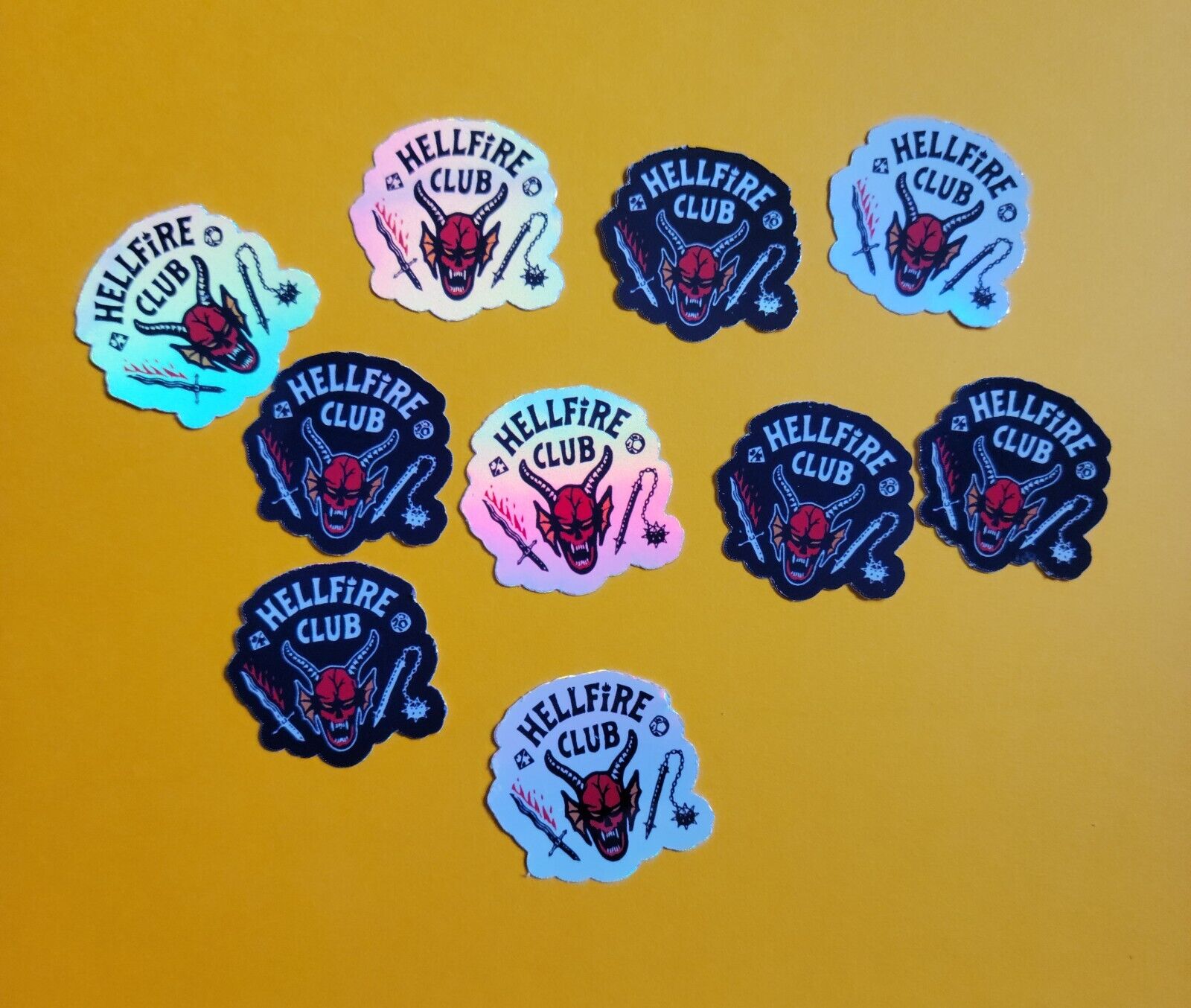 Hellfire Club Holographic  mini sticker set (10 piece) , Stranger things