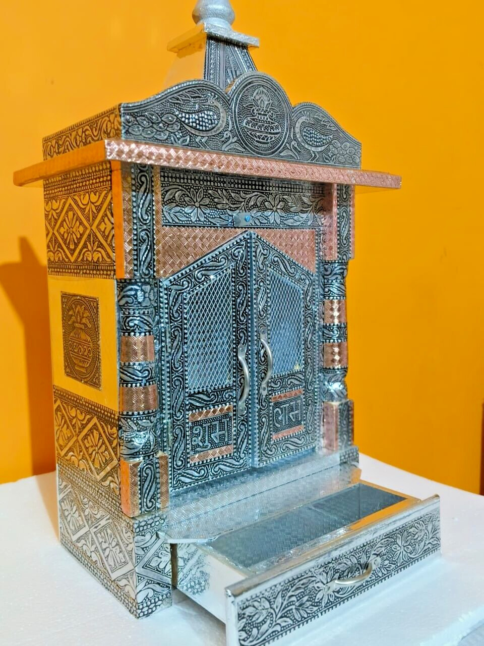 Wooden Temple Handcrafted Wood Mandir Pooja Ghar Mandap For Worship Home Decor