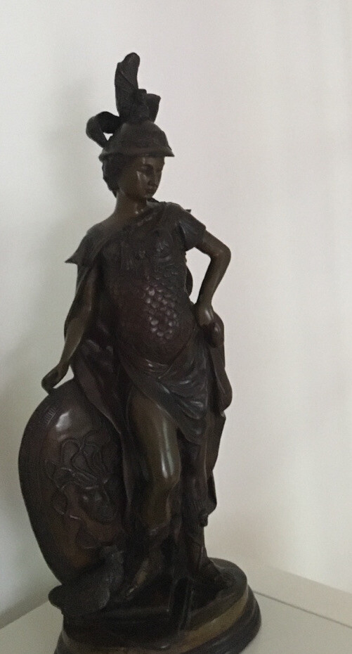 Athena Warrior Goddess Bronze Statue W/ Medusa Shield H 19” Athena Warrior Goddess Bronze Statue W/ Medusa Shield H 19”